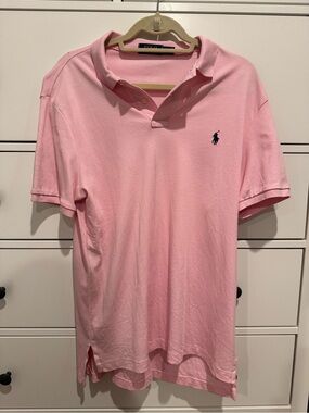 Ralph Lauren Men’s Polo Shirt in Light Pink with Navy Pony